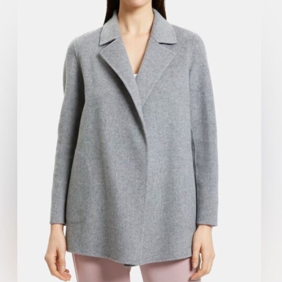 Theory Jackets & Blazers - Theory Sileena Wool & Cashmere Open Front Jacket (Melange Grey)